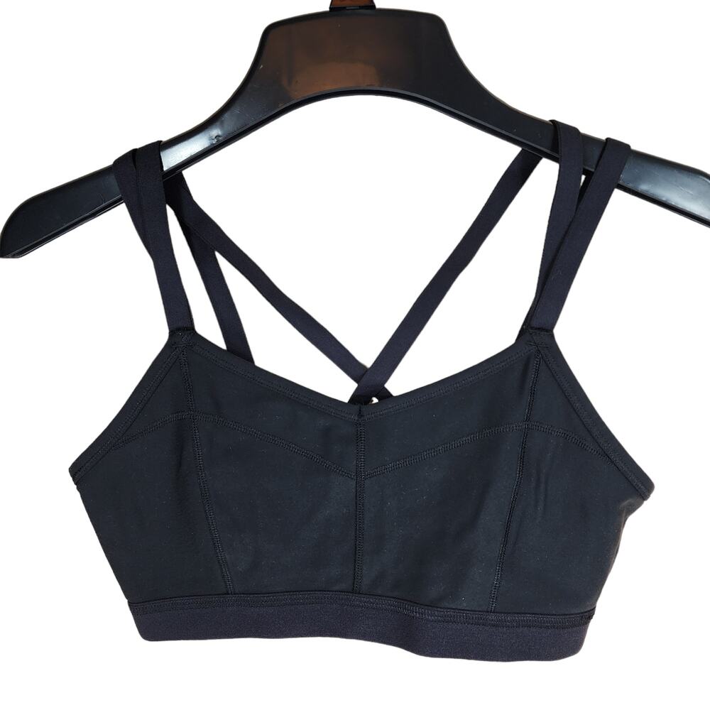 Athleta Crossback Sports Bra S‎ Women Black 2 Spaghetti Straps Elastic Hem